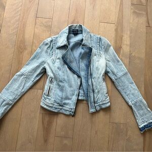 Guess Light Wash Denim Moto Jacket - Women's